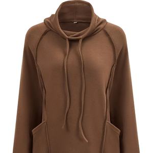 Nueva alta calidad y gran venta de ocio diario en otoño invierno un color sólido atractivo con capucha para mujer - Product Image 1