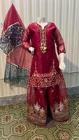Readymade Pakistanais Respirant Enfants robe filles vêtements Organza Readymade Enfants Fantaisie brodé 3 pcs Costume à bas prix