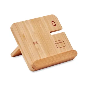 BOOGAR Chargeur sans fil 3-en-1 Gadgets personnalisés en bambou et en bois - Product Image 1