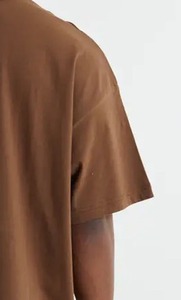 เสื้อยืดผู้ชายทรงโอเวอร์ไซส์ ผ้าแคนวาส 100% คอโอ ทรงหลวม ไหล่ตก แห้งเร็ว ผลิตในปากีสถาน สไตล์วินเทจ ดีไซน์เรียบ ไม่มีลาย  รับสกรีนโลโก้ - Product Image 5
