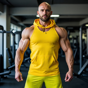 Bodybuilding Sweat à capuche sans manches Running Workout Singlet Tops Gilet Hommes Bodybuilding Sleeveless Hoodie Tops Singlet - Product Image 1