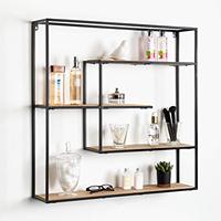 Moderne houten dubbele wandplank, zwevend, extra stevig, voor kruiden, handdoeken, toiletpapier, bloempotten, opbergruimte, badkamer, keuken