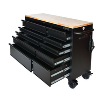 Armoire à outils CSPS 132 cm, 10 tiroirs, acier enduit de poudre durable, noir, pour mécaniciens, garage, industrie, entrepôt, support OEM, atelier