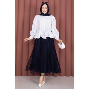 Blusa de Popelina Blanca y Organza para Mujer con Logotipo Bordado, Estilo Chino, Prenda Exterior Moderna para Fiesta, Tallas Libres, Temporada de Otoño - Product Image 1