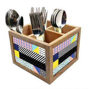 Soporte de cuchara de diseño elegante soporte de cubiertos impreso de madera para organizador de cocina - Product Image 3