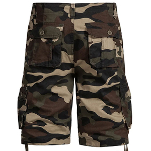 Shorts cargo camouflage pour homme, taille mi-haute, fermeture boutonnée, en coton respirant, style décontracté Bermuda avec poches - Product Image 4