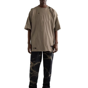 Uso al aire libre Color sólido Hombres Desgastados Camiseta de gran tamaño Transpirable Mejor diseño Hombres Desgastados Camisetas de gran tamaño - Product Image 4