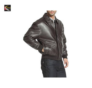 Blouson aviateur universitaire en cuir noir approvisionnement en usine prix de gros bon marché production en vrac - Product Image 1