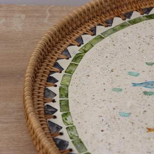 ถาดเสิร์ฟหวายทรงกลมธรรมชาติพร้อมไม้ถูพื้นปลาทำด้วยมือถาดสำหรับโต๊ะอาหารและเน้นบ้าน - Product Image 3