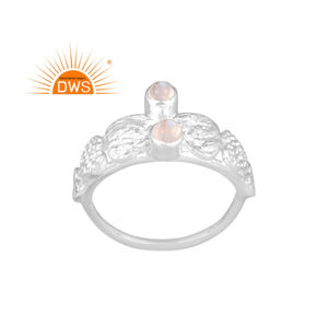 Vente chaude Fine Sterling Silver Natural Rainbow Moon Stone Gemstone Déclaration Ring Fabricant de bijoux personnalisés - Product Image 1