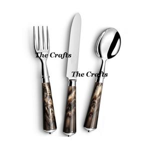 Design avantageux Ensemble de couverts cuillère et fourchette en acier inoxydable Ensemble de couverts avec poignées en bois à vendre - Product Image 6