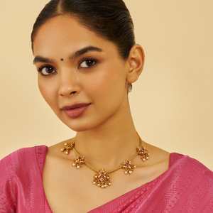 Floral Gold-Plated Religious Chain <b>Necklace</b> for Wedding & Gift 166082 - Product Image 1