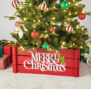 Caja de madera para collar de árbol de Navidad con cartel de Feliz Navidad para decoración de hogar u oficina hecha en Vietnam - Product Image 1