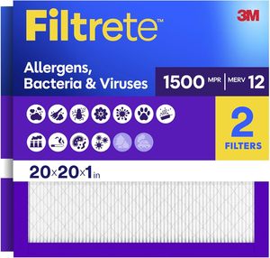 แผ่นกรองอากาศ Filtrete ขนาด 20x20x1 นิ้ว, MERV 12, MPR 1500, แผ่นกรอง HVAC จำนวน 2 ชิ้น - Product Image 1