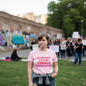 Camiseta Rosa de Apoyo al Orgasmo Femenino Local, Unisex, Cuello Redondo, Manga Corta, Ropa Promocional para Adultos - Product Image 2