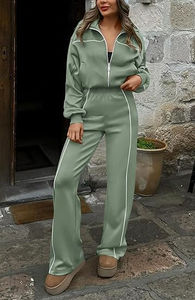 Ensemble de survêtement deux pièces personnalisé pour femme avec logo, collection automne 2026, comprenant un sweat à capuche zippé à manches longues et un pantalon long - Product Image 5