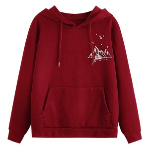 เสื้อฮู้ดแฟชั่นผู้หญิงสีแดงล้วน,เสื้อผ้าแนวสตรีทสำหรับใส่เล่นยิมปรับแต่งโลโก้ได้ตามต้องการ - Product Image 1