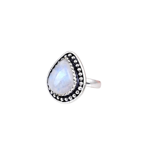 Anillo de Plata de Ley 925 Hecho a Mano, Estilo Boho, con Piedra Lunar, Joyería de Moda para Mujer, Regalo para Ella - Product Image 1