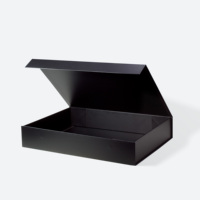Boîte cadeau magnétique de luxe B4 peu profonde pour l'emballage de vêtements, boîte d'emballage pliable noire avec ruban