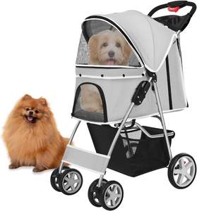 Carrito de paseo para mascotas sencillo y amigable, nuevo modelo de estructura de acero estilo cochecito para mascotas, para viajar, en el mercado, en el exterior, en el mercado, en el exterior - Product Image 6