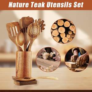 ชุดอุปกรณ์ครัวไม้สีน้ำตาลขายดี พร้อมที่วาง อุปกรณ์ทำครัวด้ามยาว ดีไซน์ทันสมัย เป็นมิตรกับสิ่งแวดล้อม สำหรับส่งออกจำนวนมาก - Product Image 4