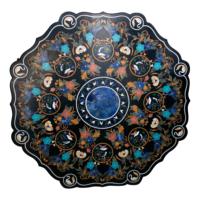 Handgefertigter Pietra Dura Intarsien-Marmor-Couchtisch Traditioneller Stil Wohnzimmermöbel Langlebiges Steinmeisterwerk für den Heimgebrauch