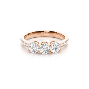 ด้วยการสัมผัสของงานศิลปะ0.90น้ำหนักกะรัตหินสามก้อนเจียระไนแบบกลมสวยงามเพชรสำหรับงานแต่งงานของเจ้าสาว - Product Image 3