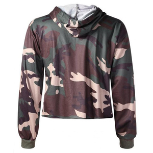 Streetwear เสื้อกันหนาวแบบสวมศีรษะแขนยาวมีเชือกหูรูด,ชุดครอปใส่ให้ความอบอุ่นพิมพ์ลายพรางใส่ในฤดูหนาว - Product Image 2