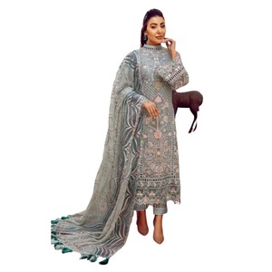 Nouvelle mariée porter belle mère mariée dentelle robes de soirée femmes luxe fait à la main broderie plissée robe multicolore Dupatta ensemble - Product Image 1