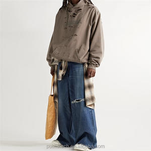 Custom Drop Shoulder Hoodies Sudadera con capucha Casual Washed Distressed Oversize Pullover Heavyweight Hoodie - Product Image 4