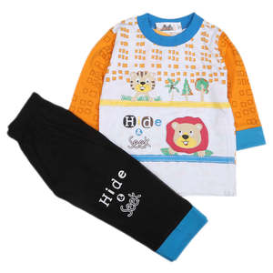 <b>Boys</b> Full Sleeves 2 Pcs <b>Suit</b> - Orange - Product Image 3