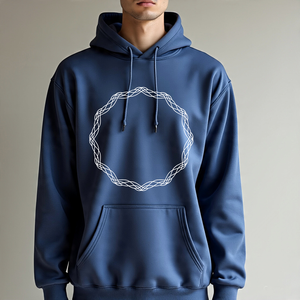 Sweat-shirts et pulls à capuche unisexes en coton mélangé de haute qualité, bleu marine, basiques pour hommes, impression personnalisée, cordon de serrage, pour les étudiants - Product Image 3