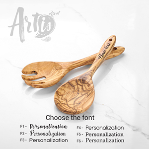 Handmade Premium Rustic Kitchen Tools Eco-Friendly Olive Wood Salad Server Set <b>Wooden</b> Boxes Wall Signs-Wood <b>Crafts</b> Crafted - Product Image 4