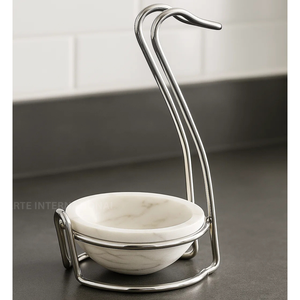 Soporte para cuchara de acero inoxidable más vendido con cuenco de mármol Natural plateado estante de soporte hecho a mano para mesa de comedor casas Hotel - Product Image 2