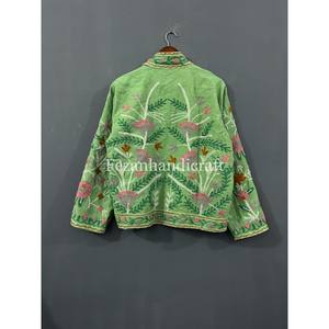 Unisex Uzbek Floral Embroidery Cotton Duck Fabric Jacket Women's Trending Short <b>Coat</b> for Autumn Party Wear Knitted Processing - Product Image 4