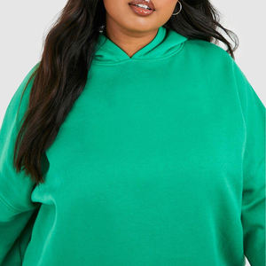 Ensemble de survêtement deux pièces oversize pour femme avec capuche longue, personnalisable avec logo, en tissu respirant mélangé polyester/coton, idéal pour le sport et les loisirs. - Product Image 5