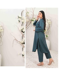 Robe Salwar Kameez en lin respirant de haute qualité pour dames-Style pakistanais Silhouette droite modeste confortable solide naturel - Product Image 5