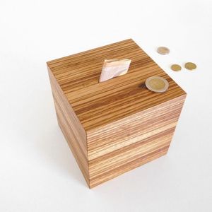 Tirelire en bois unique de marque privée pour des adultes avec l'addition parfaite de conception géométrique aux espaces contemporains de salon - Product Image 6