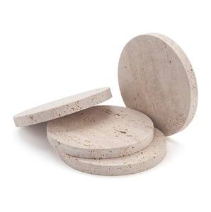 Sous-verres en pierre de travertin naturelle de qualité supérieure, résistants à la chaleur, durables, élégants, ensemble de protection de table - Product Image 1
