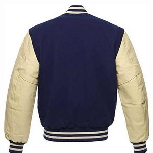 Veste d'hiver décontractée personnalisée pour hommes, blouson d'université avec impression cuir tissé, streetwear pour étudiants universitaires - Product Image 3