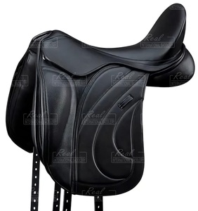 Selle d'équitation anglaise tout usage noire Selle de dressage en cuir pour l'équitation - Product Image 1