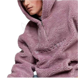 Custom Embroidered Logo Winter Heavy <b>Sherpa</b> <b>Fleece</b> Hoodie for <b>Men</b> Warm Fluffy Fur Cool Design - Product Image 2