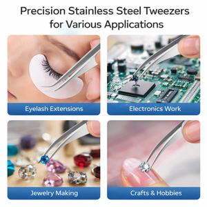Pinzas Curvas Plateadas de Alta Calidad para Extensiones de Pestañas de Volumen, Herramienta de Precisión de Acero Inoxidable - Product Image 5