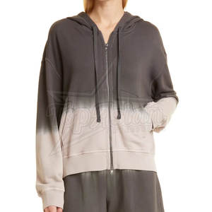 Venta al por mayor 100% algodón Mujer Casual Sudadera con capucha cómoda cremallera ajuste logotipo personalizado transpirable chaqueta de invierno logotipo frontal con capucha cuello - Product Image 1