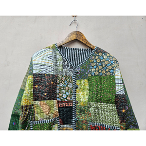 Handmade Vintage Organic Cotton Regular <b>Jacket</b> <b>Women</b> Breathable Quilted Stripe Decoration Soft Durable Winter Printed Techniques - Product Image 4
