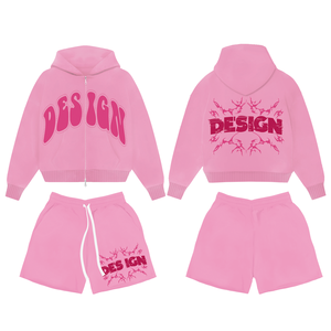 Conjuntos Deportivos Personalizados para Hombre, Sudadera con Capucha de Doble Cremallera y Pantalones Cortos, Conjunto de Dos Piezas de Algodón French Terry, Sudaderas con Capucha y Pantalones Deportivos para Hombre - Product Image 5