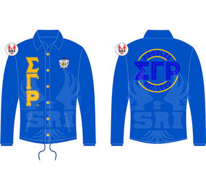 เสื้อแจ็คเก็ตโค้ชปักลายชมรมนักเรียนหญิงซิกมาแกมมาโร |   เสื้อแจ็คเก็ตโค้ชไลน์แบบสั่งทำพิเศษสำหรับผู้หญิง ปักลาย SGRho Sorority - Product Image 2