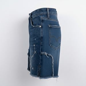 Custom Heavyweight Denim <b>Bermuda</b> <b>Shorts</b> <b>Women</b> Rhinestone Embroidered Streetwear Regular Fit Distressed Jeans Casual Y2K High - Product Image 3