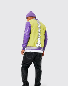 2025 hiver hommes High Street Style Varsity Jacket Designer cuir laine Baseball veste avec grande taille et caractéristique imperméable - Product Image 4