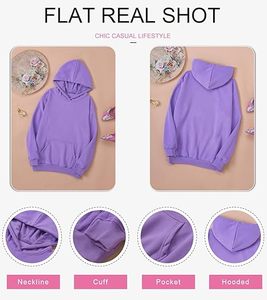 Sweats à capuche décontractés pour femmes à manches longues solides pulls légers sweat-shirt ample avec poche - Product Image 1